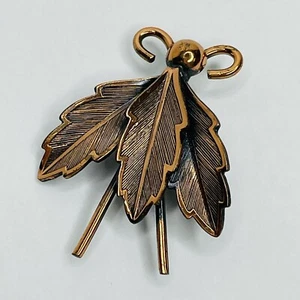 Copper Bell Trading Co Bug Insect Leaf Wing Textured Brooch Pin Flying VTG - Picture 1 of 9