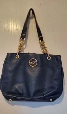 Michael Kors Navy Blue Leather Chain  Shoulder Bag - Image 1 of 4