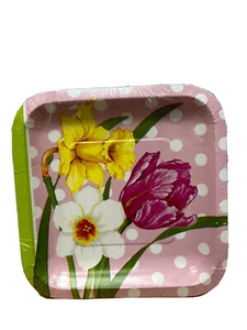 Polka Dot Garden 7 Inch Paper Plates 8 Per Pack Tableware Floral Party Supplies - Picture 1 of 1