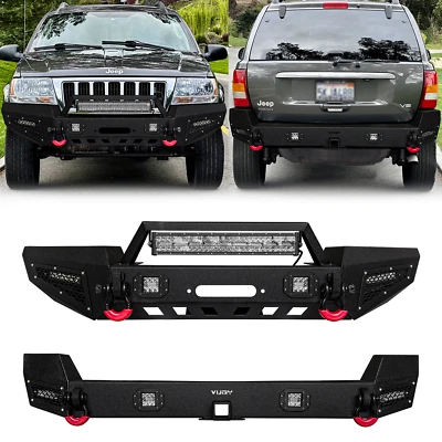 Vijay For 1999-2004 Jeep Grand Cherokee WJ Front/Rear Bumper W/Winch Plate&Light - Image 1 of 4