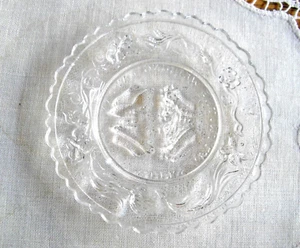 Westmoreland Glass IL GIORNO DEL MATRIMONIO 3 1/4" piatto tazza vetro trasparente pressato ~ - Foto 1 di 4