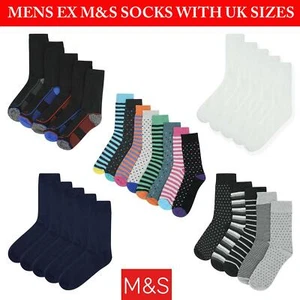 M&S Para Hombre Calcetines Informales Ropa Activa Oficina Algodón Ricos Calcetines de Becerro Talla 5 y 8 Paquete - Imagen 1 de 56
