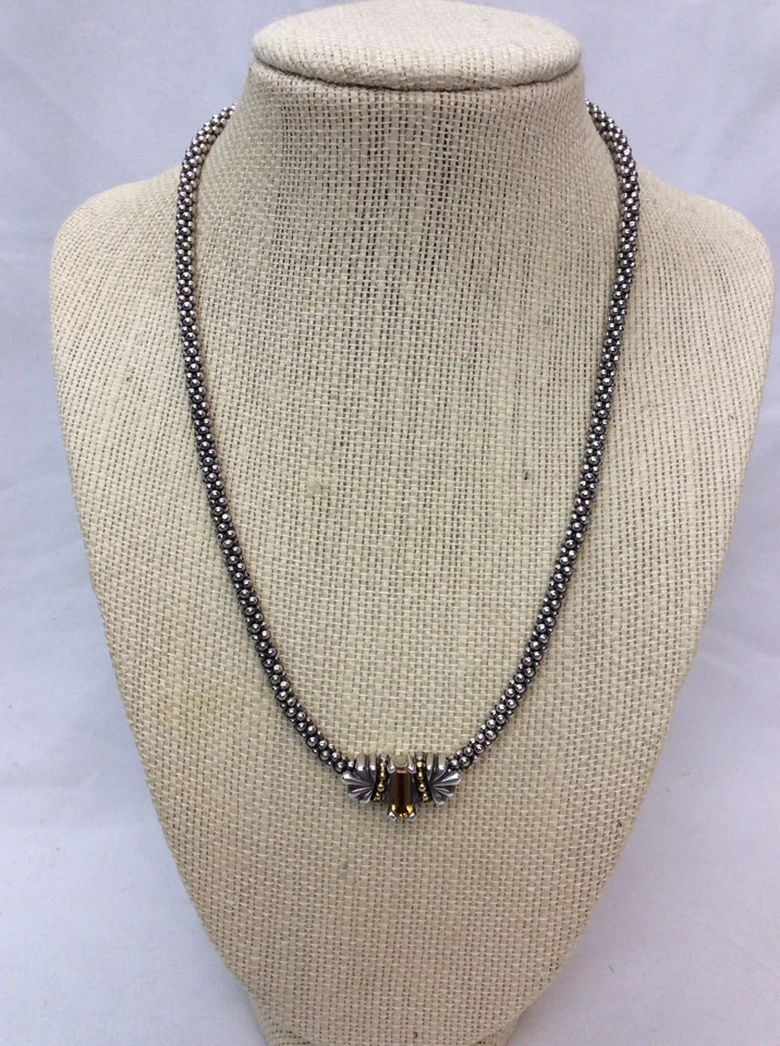 美丽的拉各斯鱼子酱纯银 925 18K 点黄水晶项链 — 第 1/4 张图片