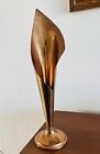 Vintage Retro Copper Lily Design Weighted Foot Vase - 13” Tall
