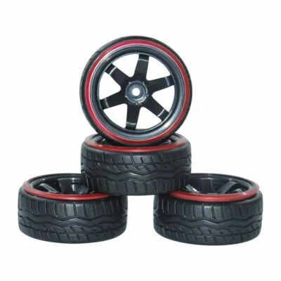 Conjunto de pneus 4x 1/10 roda de controle remoto e drift 12mm HEX para Traxxas HSP carro à deriva on-road - Imagem 1 de 4