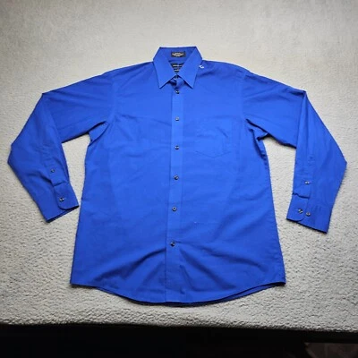 Statements Shirt Mens 15-15.5 Blue Long Sleeve Button Down Dress Shirt Collared - Image 1 of 4