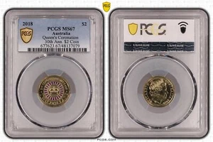 Australia 2018 $2 Coronation 30th Anniversary PCGS MS67 #7079 - Foto 1 di 1