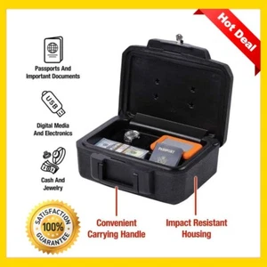 NEW Portable Fireproof Safe Box Transportation For Docu Media Valuables - Picture 1 of 4