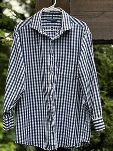 Camisa Grande Tommy Hilfiger Azul y Blanca A Tablero Mangas Largas - Imagen 1 de 5