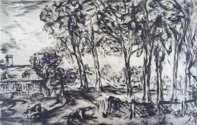 Landschaft- Elsa Fischer-Ginsburg - Radierung Signiert - Kunstgrafik - 1970 - Bild 1 von 4