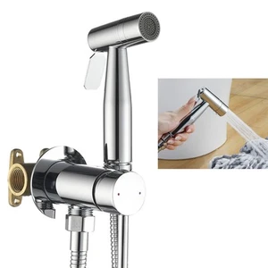 Chrome Handheld Bidet Sprayer for Toilet, 2 Function Hand Held Sprayer Cloth ... - Picture 1 of 9