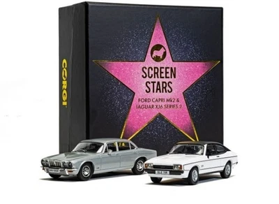 Ford Capri Mk2 2.0S Diamond White and Jaguar XJ6 Diecast Corgi Screen Stars - Image 1 of 4