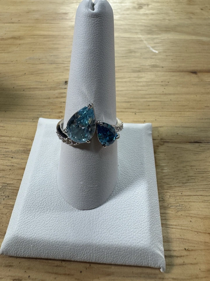 Ring Bomb Party Size 9 RBP8623 Peaceful Serenity, Aquamarine, Blue Spinel, Rhodi - Image 1 of 1
