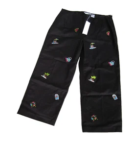 Richard Malcolm Black Capri Pants Embroidered Size 8 NWT - Picture 1 of 5