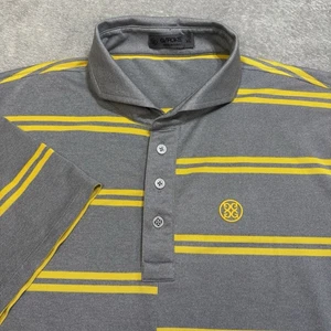 G/Fore Polo Shirt Mens XL Yellow/Gray Striped Offset Performance Golf S/S - Picture 1 of 8