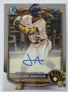 JOSE ANDERSON 2025 Bowman Chrome AUTO 1st Bowman #CPA-JA Brewers - Picture 1 of 2