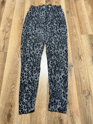 Bobbie Brooks Pants Womens Large Leggings Black Grey Cheetah Print  36" Length - Image 1 of 4