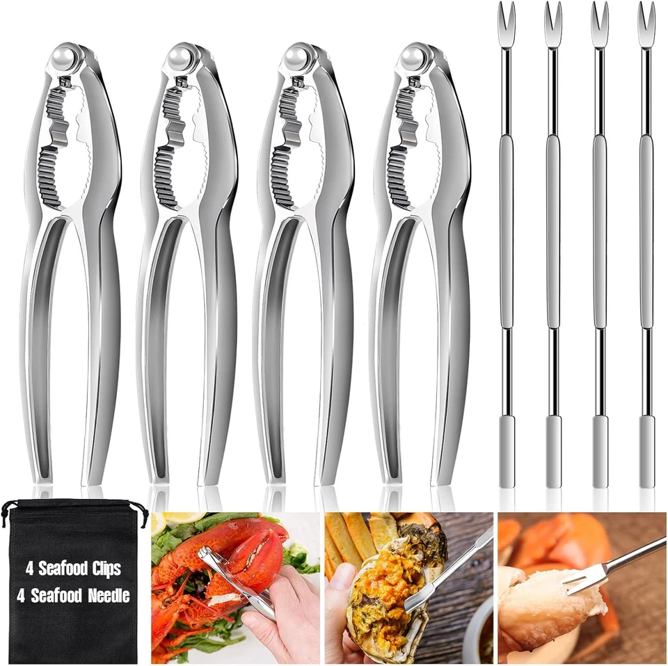 8 Pcs Lobster Crackers and Picks Set, Stainless Steel Seafood Tools and Forks - Image 1 of 4