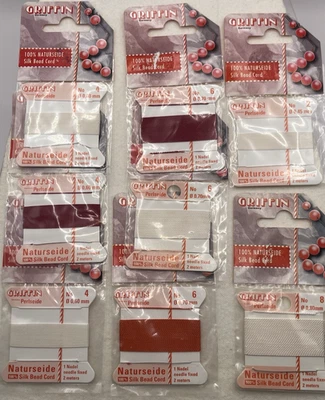 8 Tarjetas 100% Cuerdas de Hilo de Seda, Aguja Tamaño 8,6,4,2 Multi Colores Fabricación de Joyas Foto 1 de 4