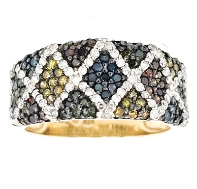 * CLEARANCE* 14K YELLOW GOLD 1.12 CTS MULTICOLOR DIAMOND RING SIZE 8  - Image 1 of 2