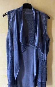 zipfelige offene Weste Tredy ähnlich - Jeansblau - Bild 1 von 9