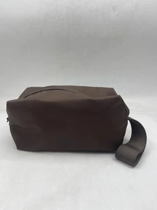 Burberry Logo Clutch Toiletry Bag Travel Cosmetic Pouch Dark Brown - Picture 1 of 8