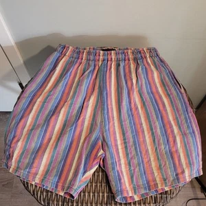 VINTAGE 1990s Gav's Mens Surfer Striped Shorts Sz Large Retro Beach Bum Cotton - Picture 1 of 9