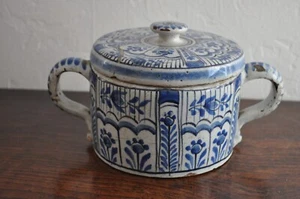 Delft Earthenware "Posset Pot" Covered Pot - 18th Century - Picture 1 of 12