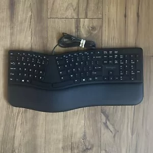 Black Kensington Pro Fit Ergo Wired Keyboard USB K75400US Tested Working - Picture 1 of 6