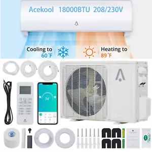 18000 BTU Ductless Mini Split Air Conditioner Heat Pump 1.75Ton Inverter AC 220V - Picture 1 of 30