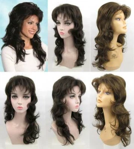 80S 90S WOMEN LADY 29" LONG STRAIGHT HAIR LAYERED SHAG STYLE WIG W/ BANGS JODY - Picture 1 of 14