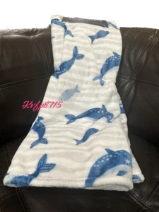 Dolphin Fish Sea Beach Home Summer Plush Throw Blanket Oversized 50x70" NWT - Picture 1 of 2