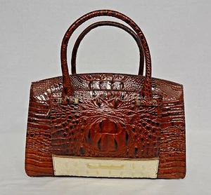 NWT Brahmin Gemini Collection Greta Satchel/Shoulder Bag in Pecan Tri-Texture - Picture 1 of 11
