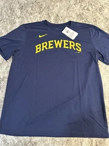 NWT Men’s Nike Milwaukee Brewers Tee Dri Fit XL Navy Tshirt Short Sleeve - Picture 1 of 10