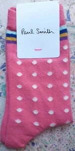 Paul Smith Women English Socks Irene Stripe Polka Pink K879 One Size Cotton Mix - Picture 1 of 6
