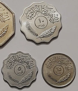 Iraq 3 Coins Set 5 10 25 FILS IRAQI Dinars Series 1 Set UNC World Currency COIN - Picture 1 of 6