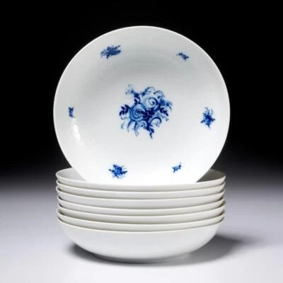 Conjunto de 8 tigelas de cereais Rosenthal Germany Rhapsody azul branco porcelana cupê - Imagem 1 de 4