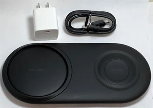Samsung Duo 12W Qi Certified Fast Charge Wireless Charging Pad for S23,iPhone 15 - Picture 1 of 2