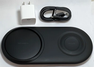 Samsung Duo 12W Qi Certified Fast Charge Wireless Charging Pad for S23, iPhone 15 - Bild 1 von 2