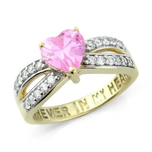 Sterling Silver Pink Stone-Set 'Forever in my Heart' Ring - Picture 1 of 2