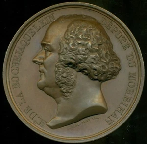 HOMENAJE A DE LA ROCHEJAQUELEIN DIPUTE DU MORBIHAN 1850 MEDALLA MASIVA FRANCIA - Imagen 1 de 2