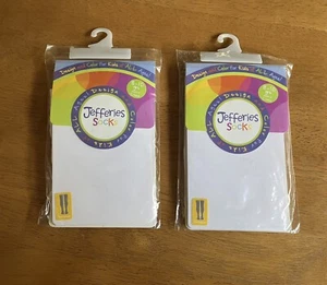 2 NEW pair Jefferies Socks girls white Tights / Pantyhose Size 8-10 yrs *Pageant - Picture 1 of 4
