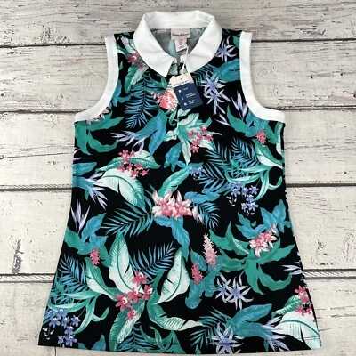 Nova blusa feminina de golfe/tênis Tommy Bahama UPF 50 sem mangas com zíper gola pequena nova com etiquetas - Imagem 1 de 4