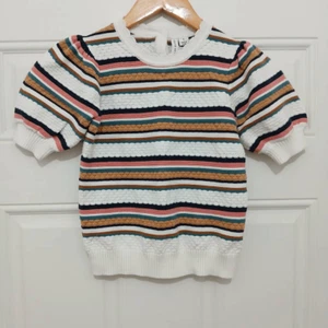 Jaine & jack girls size 8 stripe sweater summer spring cotton puffer sleeve top - Picture 1 of 6