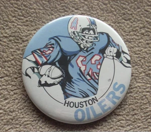 VINTAGE 1980's HOUSTON OILERS ☆PLAYER☆ 3 1/2" ☆WITH TRADEMARK☆ NFL PIN BUTTON - Picture 1 of 1