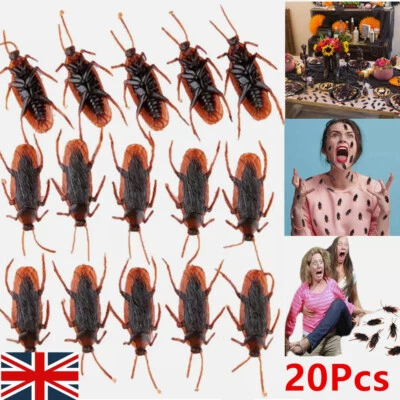 20X Prank Cockroaches Realistic Cock Roach Plastic Fake Creepy Bugs Gag Toy Joke - Image 1 of 4