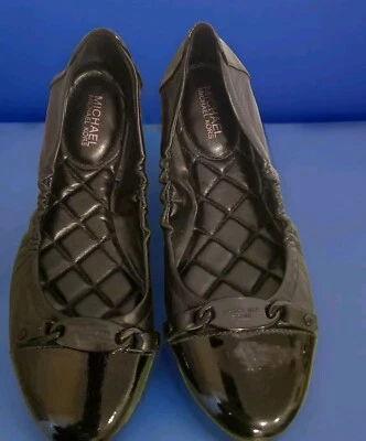 Michael Kors Negro Charol Puntera ELASTIC BALLET Planos Talla 8 M Foto 1 de 4