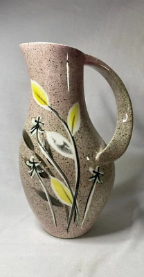 Mid Century Vintage Studio Pottery Hand Painted Vase Jug 1950s - 1960s Speckled - image 1 of 4