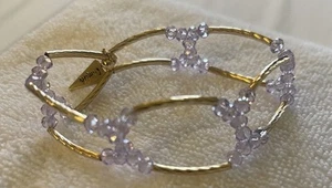 ERIMISH BEADED STRETCH BRACELET Lavender & Gold Beads - Picture 1 of 6