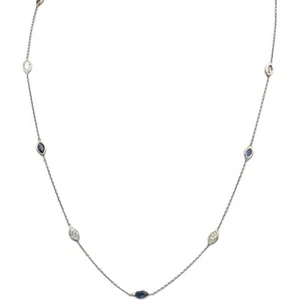 14k White Gold 1.61CT Diamond and Amethyst By The Yard Chain Necklace - Picture 1 of 4